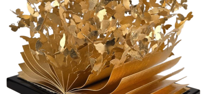 Book of Life - Gold - 94 x 198 x 13 cm |- Sculpture en métal découpé au laser |- Sculpture en métal découpé au laser